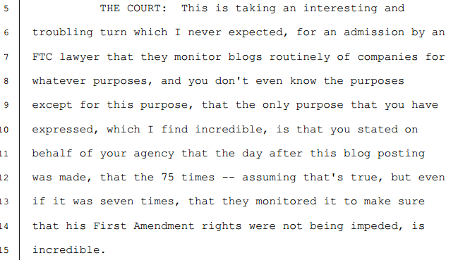 Court on FTC Monitoring part 1 interesting and troublign turn